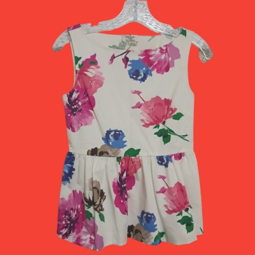 Kate Spade Pink Thalia Floral Peplum Sleeveless Top 00 Bloomcore NWOT